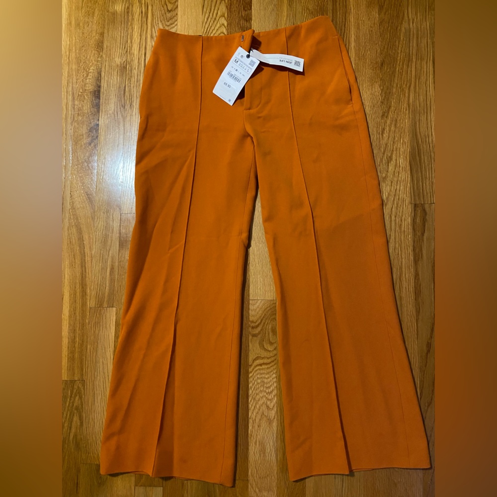 Orange Cropped Dress Pants